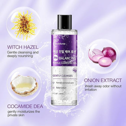 PH Balance Feminine Wash - Gentle & Moisturizing Private Shower Gel - 7.1Fl Oz - Long-Lasting Freshness, Coconut Fragrance, Plant Extracts, Contains Vitamin E, Suitable for Sensitive Skin