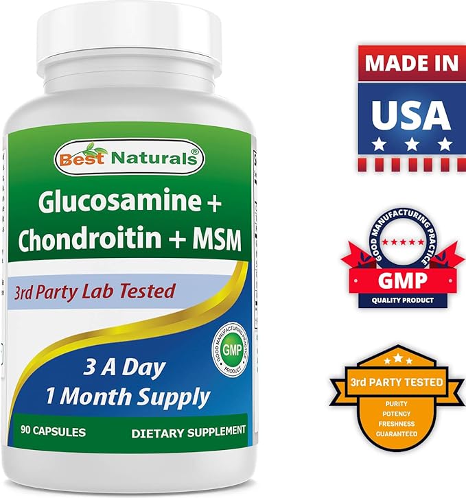 Best Naturals, Glucosamine Chondroitin MSM Supplements, 2600 mg per Serving, 90 Capsules (90 Count (Pack of 2))