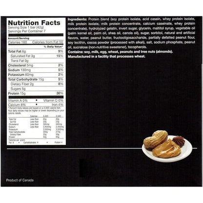 PROTIFIT - Low Calorie Snack Bar for Healthy Diets, High Protein, 15g Protein, Low Carb, Low Sugar, Ideal Protein Compatible, 7 Servings Per Box (Peanut Butter Cup)