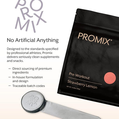 Promix Pre-Workout Powder, Strawberry Lemon – Boosts Focus, Energy & Endurance – With Caffeine, B12, Beta-Alanine & L-Tyrosine – Gluten & Dairy-Free, 10.05 oz