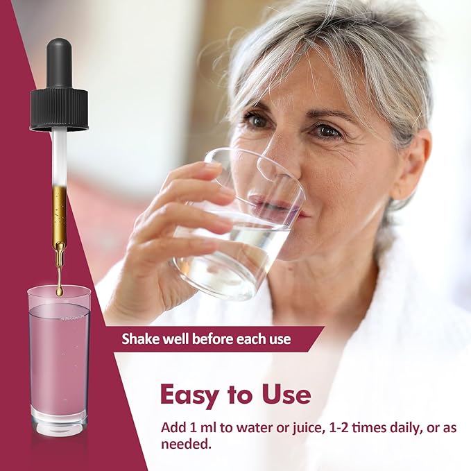 Black Cohosh Liquid Drops for Menopause Hot Flashes, 8-in-1 Herbal Supplements Tincture w/Red Clover, Motherwort Extract for Night Sweats. Cimicifuga & Valeriana para Menopausia. 2oz