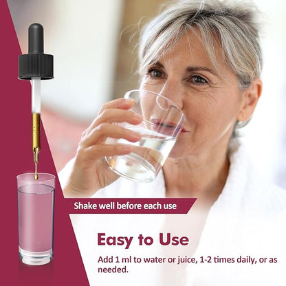 Black Cohosh Liquid Drops for Menopause Hot Flashes, 8-in-1 Herbal Supplements Tincture w/Red Clover, Motherwort Extract for Night Sweats. Cimicifuga & Valeriana para Menopausia. 2oz