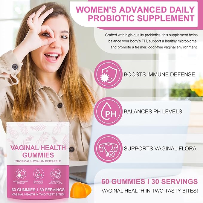 Premium Feminine Balance Gummies,Vital Vaginal Probiotics Source Feminine Gummies,Probiotic Gummies for Prenatal & Postnatal Women - Probiotics for Digestion, pH Balance, Gut Health, Immune Support