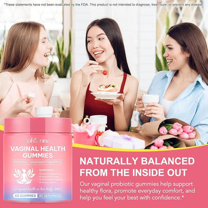 Vaginal Probiotics Gummies, Premium Feminine Balance Gummies for Women, Vaginal Probiotics for Women pH Health Supplement, Promote Healthy Vaginal Odor & Vaginal Flora, 60 Count