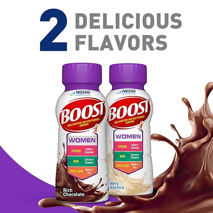 BOOST Women Balanced Nutritional Drink,Rich Chocolate,8 fl oz,(Pack of 48)