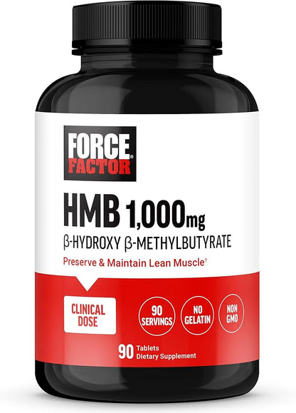Force Factor HMB Supplement to Preserve Lean Muscle, Support Workout Recovery, and Prevent Muscle Protein Breakdown, Clinical Dose, Premium Quality, Non-GMO, 90 Tablets