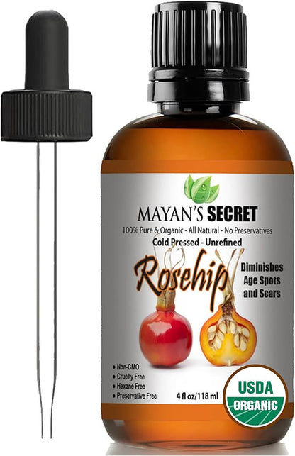 Pure Carrier and Essential Oils for Skin Care, Hair, Body Moisturizer for Face-Anti Aging Skin Care (Rosehip Organic, 4oz)