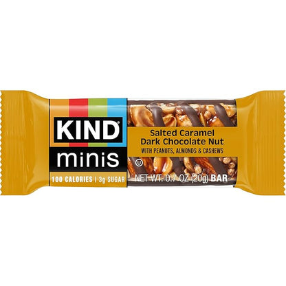 KIND Mini Snack Bars Variety Pack, Gluten Free, Low Sugar, Low Calorie Snacks, Salted Caramel Dark Chocolate Nut, Dark Chocolate Almond Coconut, 20 Count
