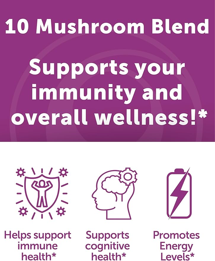 Lunakai USA Made Super Mushroom Gummies for Adults – 10-in-1 Adaptogenic Mushroom Supplement with Lion’s Mane – Daily Focus & Brain Support, 60ct