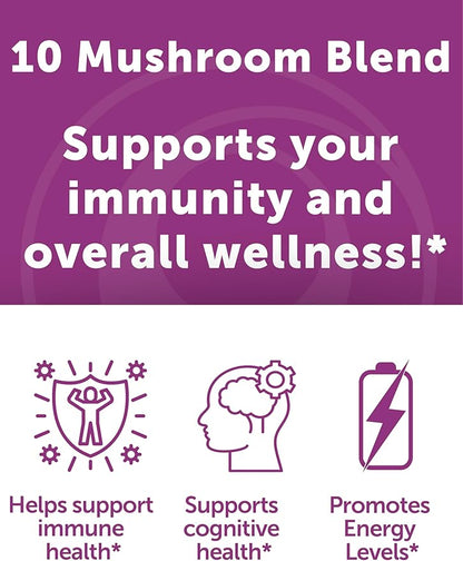 Lunakai USA Made Super Mushroom Gummies for Adults – 10-in-1 Adaptogenic Mushroom Supplement with Lion’s Mane – Daily Focus & Brain Support, 60ct