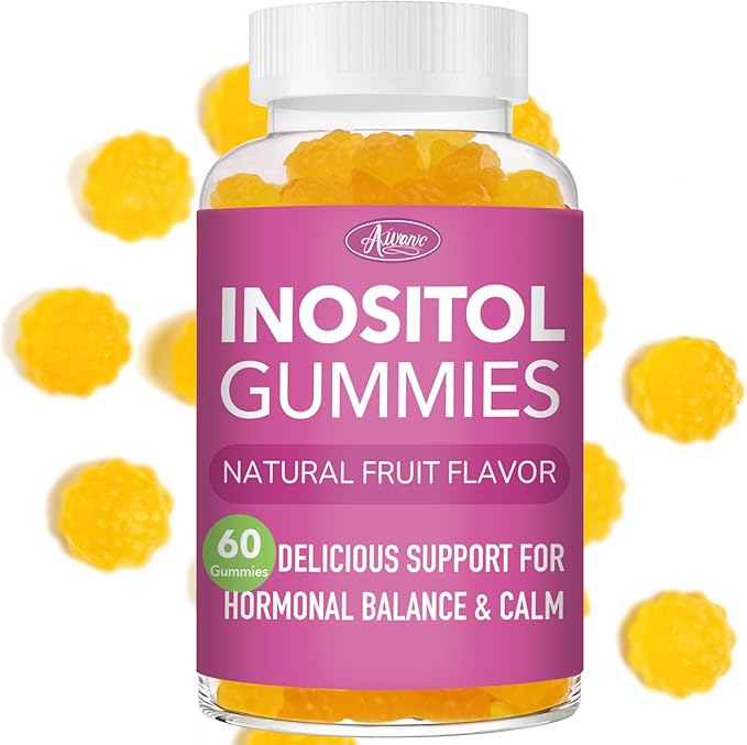 Myo-Inositol & D-Chiro Inositol Multivitamin Gummies, 40:1 Ratio, Magnesium Glycinate 400mg, Omega-3 &Folate, PCOS Vitamins for Women Hormone Balance, Menstrual Cycle and Fertility Support