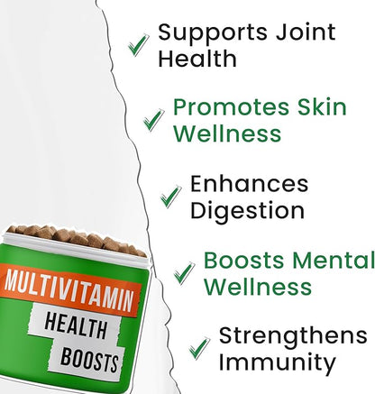 Dog Vitamins + Glucosamine - Chewable Multivitamins + Probiotics, Omega - Hip & Joint Support, Skin & Coat, Gut Health - Adult & Senior - Large & Small Breed - 240 Chews