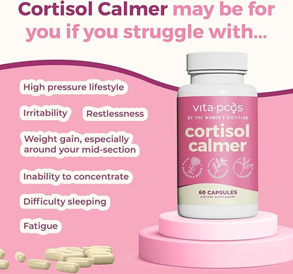 VITA-PCOS Cortisol Supplement for Women – Cortisol Vitamins for Endocrine & Energy Stabilizing Formula for Women – Rhodiola Rosea Extract, Ashwagandha, L-Theanine, & Phosphatidylserine – 60 Capsules