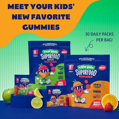 Citra-Berry Superfood Gummies for Kids – Kids Multivitamin Gummies with 16 Fruits & Vegetables, Fiber, Zinc & Iodine – Immune & Wellness Support, Fun and Great Tasting