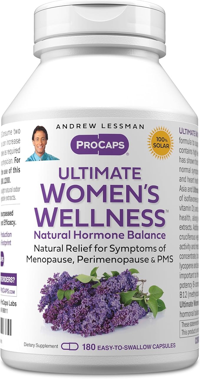 ANDREW LESSMAN Ultimate Women’s Wellness 180 Capsules - Naturally Relieves Menopause Symptoms, PMS, Perimenopause with Soy Isoflavones, EGCG, Cranberry, Indole-3-Carbinol. Easy to Swallow Capsules