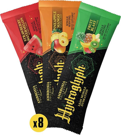Ambrosia Hydroglyph Fasting Electrolytes Packets | Hydration Powder with Amino Acids | Sugar Free Electrolyte Powder for Fasting & Intra Workout | 30 Single Servings, Variety Pack