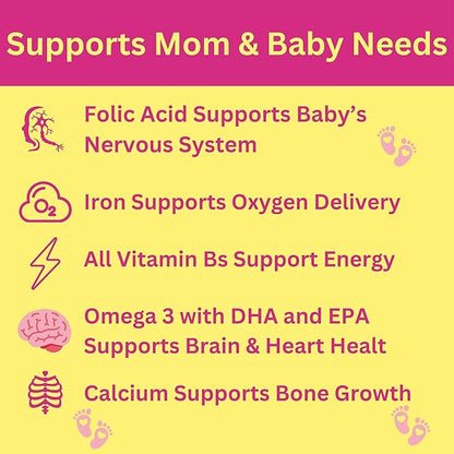 Greenfield Nutritions Halal Prenatal Vitamins with DHA and Folic Acid - Essential Prenatal Pregnancy Multivitamin with Iron - Contains 17 Vitamins for Mom to Be - Easy to Swallow 90 Liquid Softgels