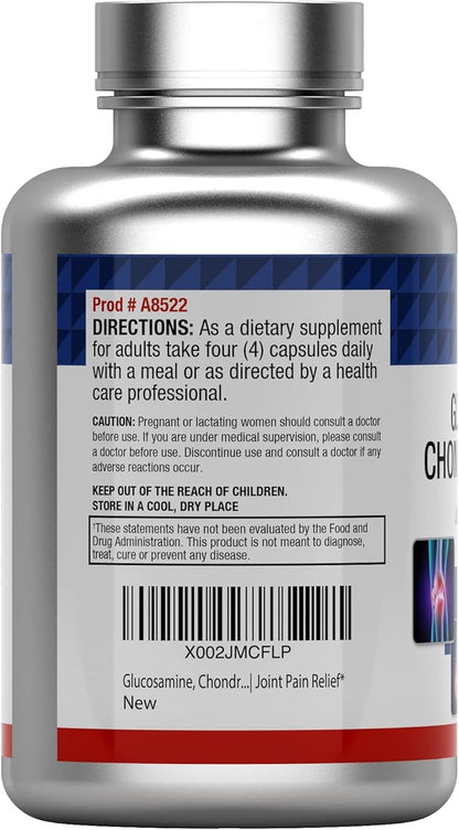 tnvitamins Glucosamine Chondroitin MSM Capsules, 240 Count | 4,000 mg Per Serving | 2,000 mg Glucosamine Sulfate 2KCl + 2,000 mg MSM & Chondroitin Blend | Joint Support Supplement