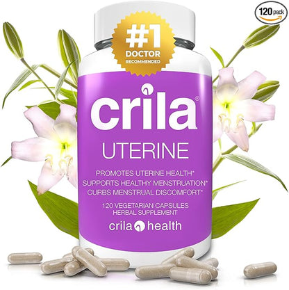 CRILA Estrogen Free, Fertility Ovarian Support and Uterine, Healthy Menstrual Cycle Regulation 2 Month Supply I Period Pills for Cramps, Menopause, PMS Relief | Ovarian Support Vitamins for Women
