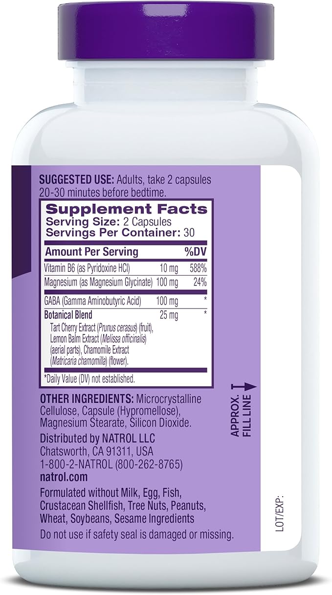 Natrol Sleep & Restore Capsules with Magnesium Glycinate 100mg,GABA,Essential for Your Ultimate Restorative Sleep,Melatonin-Free,30 Day Supply,(Pack of 2)