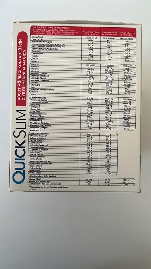 Quick Slim Meal Replacement Shake for Weight Loss, 30 Servings, Complete Meal Replacement Powder, Low Carb Diet Shakes for Women & Men, 20g Protein, 27 Vit & Min, Fiber, Gluten Free (Strawberry Cream)
