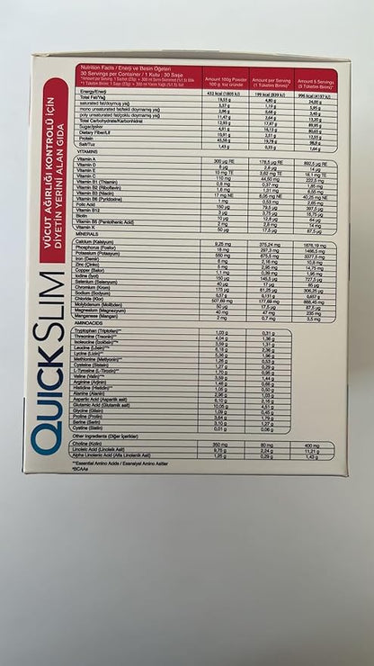 Quick Slim Meal Replacement Shake for Weight Loss, 30 Servings, Complete Meal Replacement Powder, Low Carb Diet Shakes for Women & Men, 20g Protein, 27 Vit & Min, Fiber, Gluten Free (Strawberry Cream)