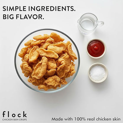 Flock Keto Chicken Skin Chips – Original Flavor, Low Carb, High Protein, Gluten-Free Chicken Crisps, Keto Snack, Low Carb Chips, Protein Crackers, Diet Snacks, 8-Pack (1oz)