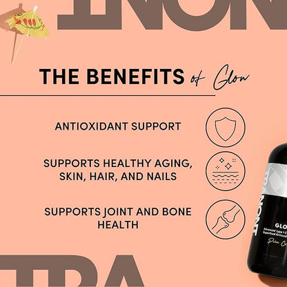 Tranont Glow Liquid Collagen for Women | Multi Collagen Peptides with Hyaluronic Acid & Biotin | Hair, Skin & Nail Support | Hydrolyzed Collagen Shot | Piña Colada | 30 fl oz