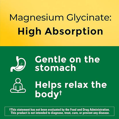 Nature Made High Absorption Magnesium Glycinate 300mg per 3 Capsules, Mg-Supplement for Muscle, Heart, Nerve and Bone Support, 90 Mg Bisglycinate Capsules, 30 Day Supply,(Pack of 2)