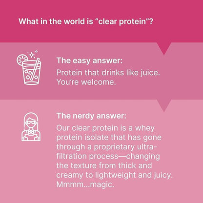 Oath Nutrition Clear Whey Isolate Protein Powder, Pink Lemonade, 20g Complete Protein per Serving, No Added Sugar, Grass-Fed, 18 Servings