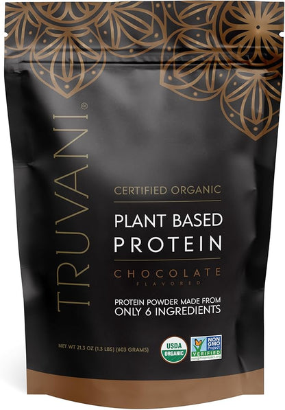 Truvani Organic Vegan Protein Powder | Chocolate | 20g Plant Based Pea Protein | 18 Servings | Keto | Gluten & Dairy Free | Low Carb | No Added Sugar