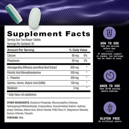 BEYOND RAW Anabolic Sleep, Duel-Release Stress, Sleep, & Recovery Support, 60 Count