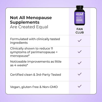 HUM Fan Club Menopause Probiotic Supplement, Estrogen Free Menopause Supplements for Women, Non Hormonal, Supports Energy & Hot Flashes, Grape Seed Extract & Siberian Rhubarb, 30 Vegan Capsules
