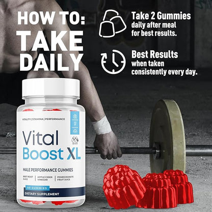 Vital Boost XL Gummies, Official VitalBoost X L Gummys for Men with All Natural Ingredients, Vital Boost XL Advanced Health & Wellness Support with Premium Active Lifestyle Vitamins (60 Gummies)
