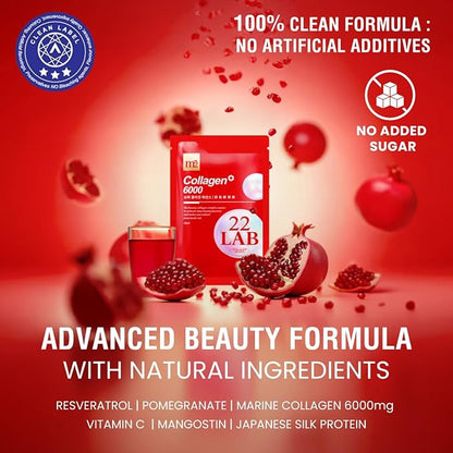 m2 Super Collagen Drink Liquid, Super Concentrate 6000mg Dual Peptide Collagen, Secrets of Korean Celebs, 68% More Collagen After 24 Hours, Drink from Pouch, No Added Sugar (8pk)