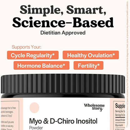 Myo-Inositol & D-Chiro Inositol Supplement Powder for Women | Hormonal Balance & Healthy Ovarian Function Support | Vitamin B8 | Great Alternative to Capsules | 40:1 Ratio | 90 Servings