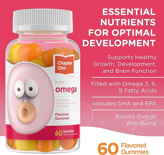 Zahler - Chapter One Omega 3 Gummies for Kids (60 Count) - No Fish Oil, Kosher, with Omega 3-6-9, EPA & DHA