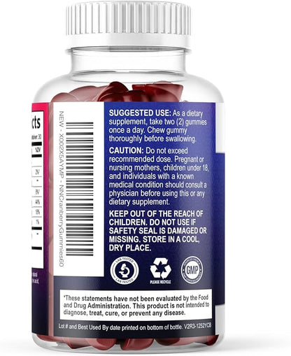 Cranberry Extract 504mg Per Serving - Cranberry Gummies for Urinary Tract Health Support - Helps Cleanse & Protect, Cran Berry Gummy Supplement + Vitamin C, Chewable Cran for Women - 60 Gummies
