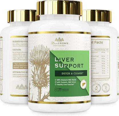 Liver Cleanse Detox & Repair - Milk Thistle Supplement, with Silymarin, N-Acetyl Cysteine(NAC), Artichoke, Turmeric & Dandelion for Liver Detox, Cleanse, Gluten Free, Non-GMO - 120 Capsules