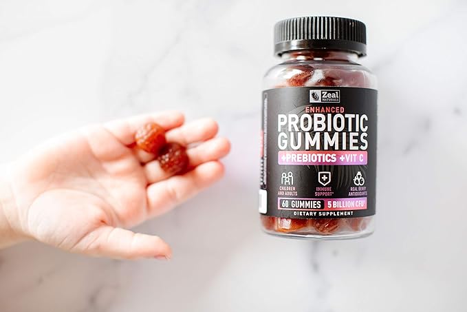 Probiotic Gummies for Adults and Kids (60 Count | 5 Billion CFU) w/Organic Berry Antioxidants & Vitamin C for Immune Support and Digestion gummy- Prebiotics and Probiotics for women Gummies