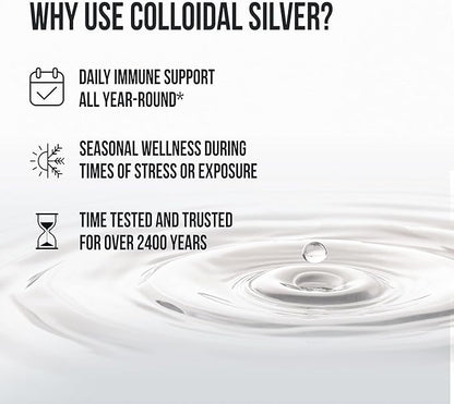 Sovereign Silver Immune Support - Colloidal Silver, Bio-Active Silver Hydrosol, 10 ppm, Liquid Dropper, 4 Fl Oz, (118 mL)