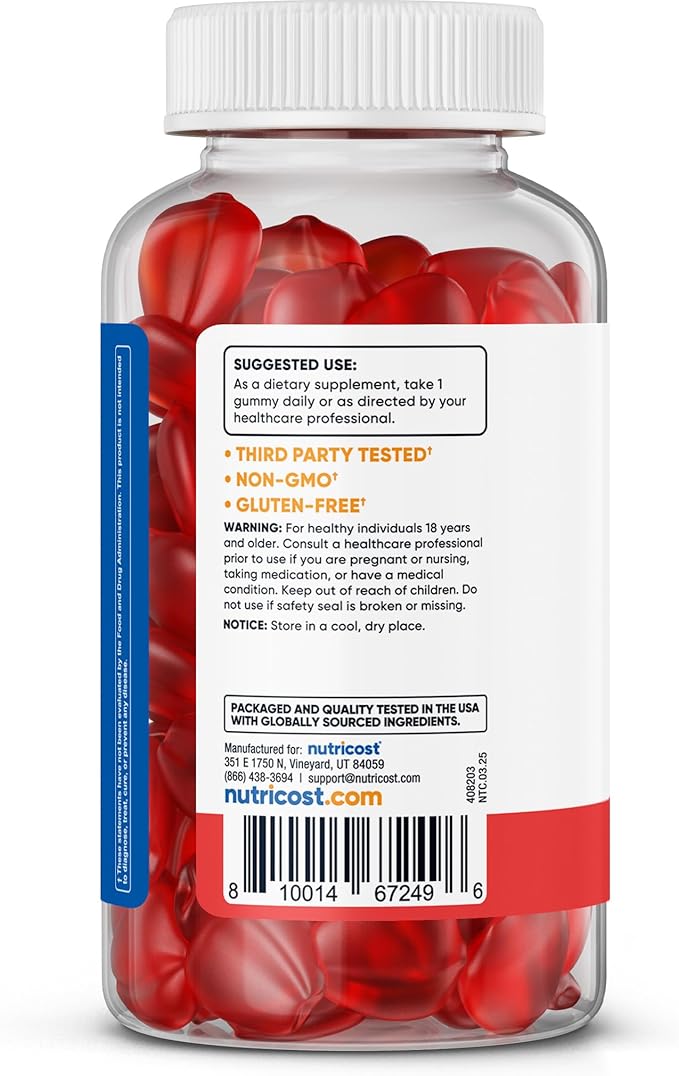 Nutricost Apple Cider Vinegar 500mg, 120 Gummies, Apple Flavored - Gluten Free, Non-GMO, No Corn Syrup