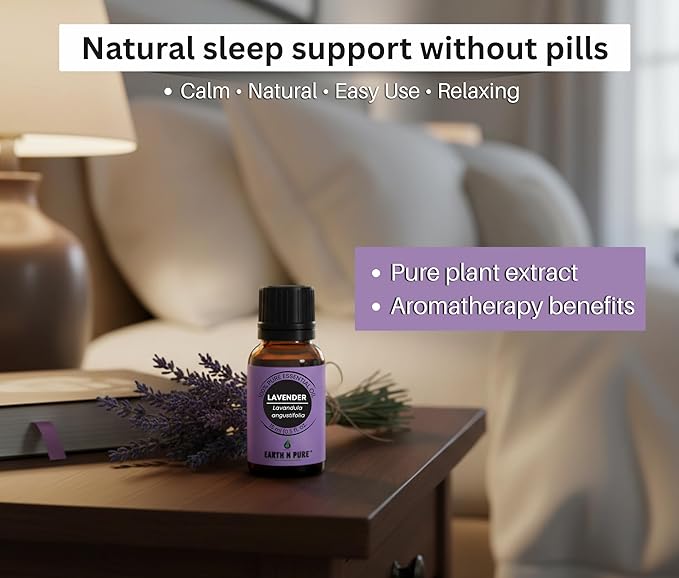 Earth N Pure Lavender Essential Oil Steam Distilled, Natural and Therapeutic Grade for Skin, Hair, DIY and Aromatherapy | with Glass Dropper -15 ml
