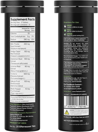 Auric Herbal Liver Support Supplement | Milk Thistle (Silymarin), Turmeric, Garlic, Ginger for Liver Health | Advanced Detox & Cleansing Formula for active Liver | 20 Tablets | Plant Based Gluten-Free