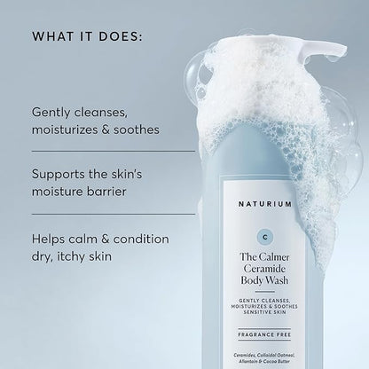 Naturium The Calmer Ceramide Body Wash, Frangrance-Free, Cleansing & Moisturizing for Dry, Sensitive Skin, Dermatologist-Tested, Paraben & Cruelty-Free, 16.9 oz