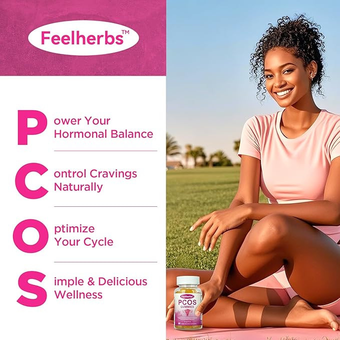 PCOS Gummies Vitamins for Menstrual Cycle & Ovulation & Fertility, Pack of 2, 60 Count Orange Flavor Hormonal Balance Vitamins Help Getting Pregnant with PCOS, Easy to Chew