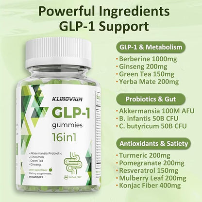 GLP1 Supplement | GLP Gummies Activates GLP-1 & AMPK with Akkermansia Probiotics, Berberine&More,Gut Health, Energy & Metabolism - 2 Pack, 180 Gummies