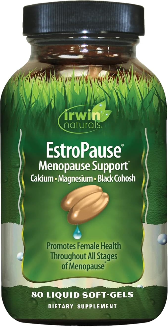 Irwin Naturals EstroPause Menopause & Women’s Health Support – 80 Liquid Soft-Gels – Gentle Hormonal Balance Formula