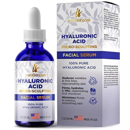 Instaskincare Hyaluronic Acid Anti-aging Serum for Face, Pure Medical Formula - 2 oz