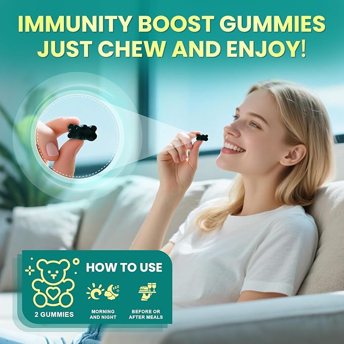 Sea Moss Gummies with Ashwagandha & Chlorophyll, Immune, Digestive and Gut Detox Support, Powered by Black Seed Oil, Vitamin C, Vitamin D & Magnesium, GMO, Vegan, Apple Flavor, 120 SeaMoss Gummies